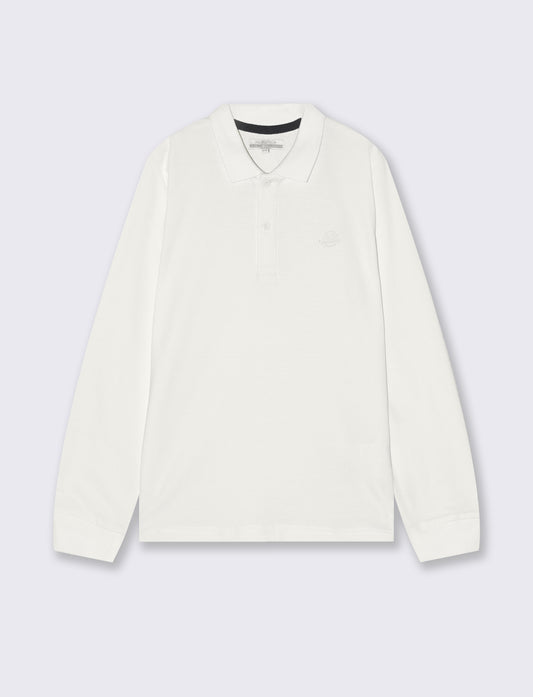 T-shirt with collar and elegant embroidery - White