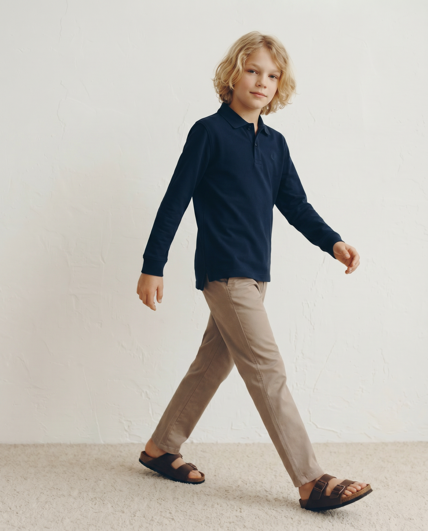 T-shirt con colletto e ricamo elegante - Blu