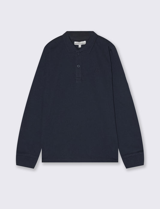 T-shirt with collar and elegant embroidery - Blue