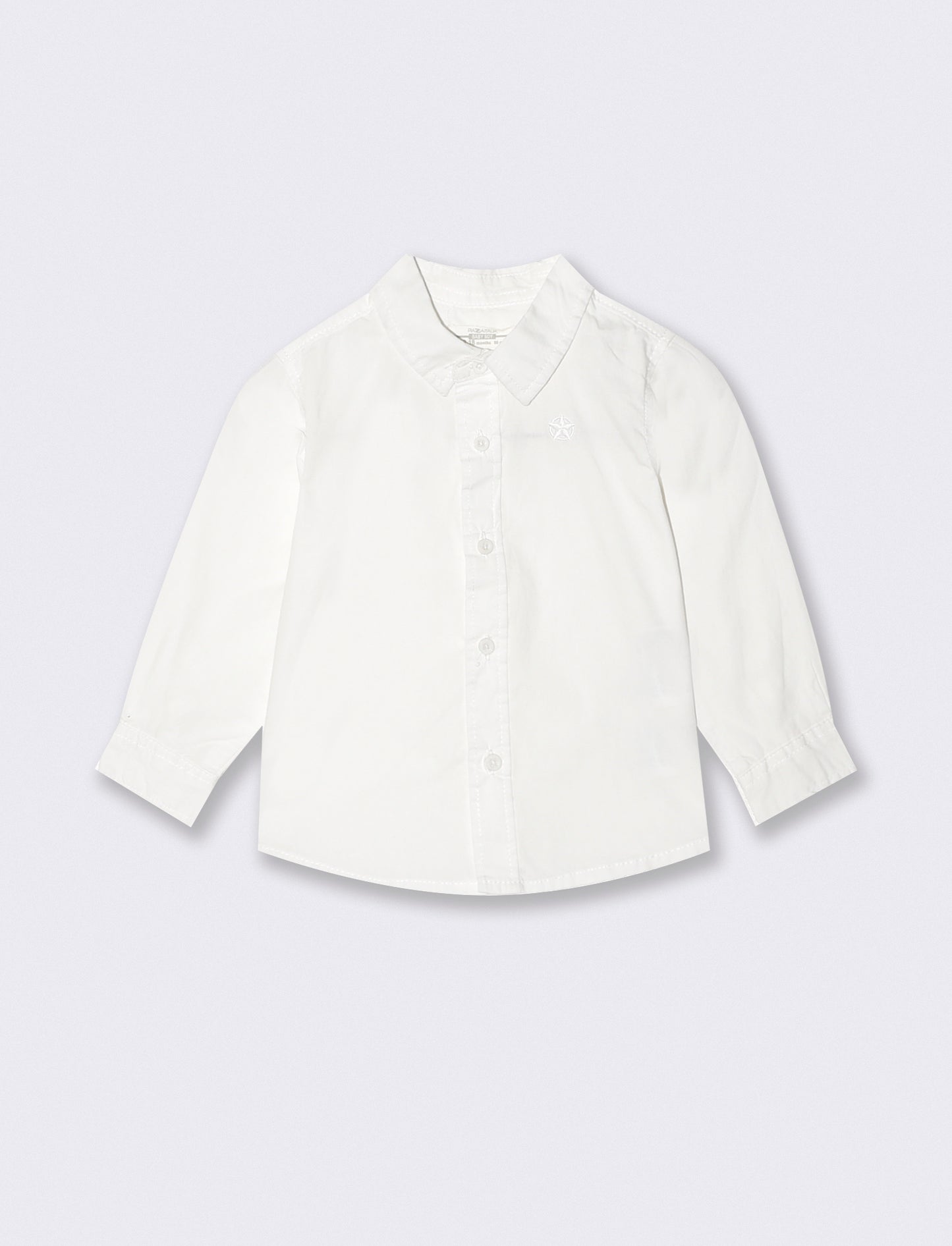 Camicia basica manica lunga con ricamo - Bianco latte