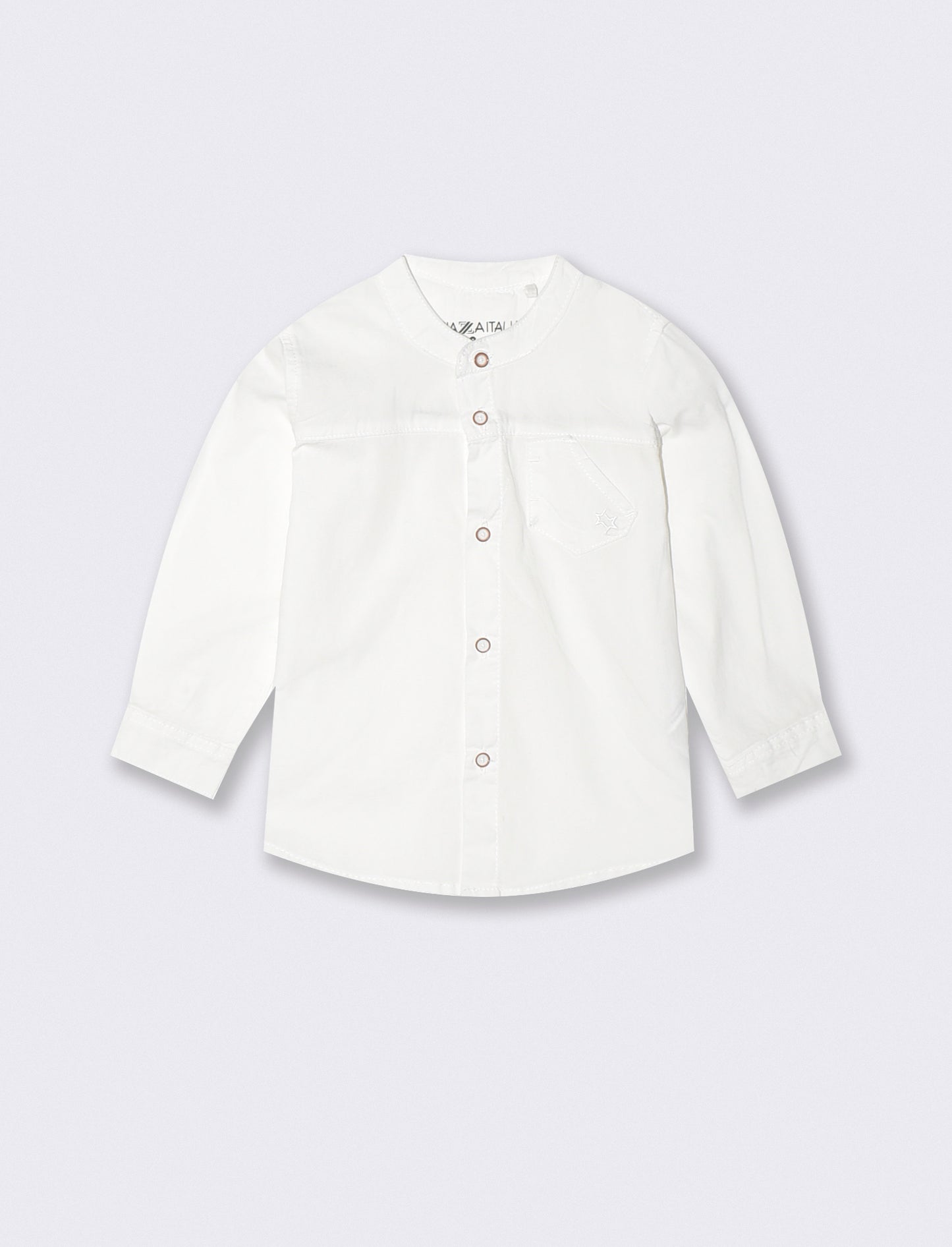 Camicia basica con taschino e ricamo - Bianco latte