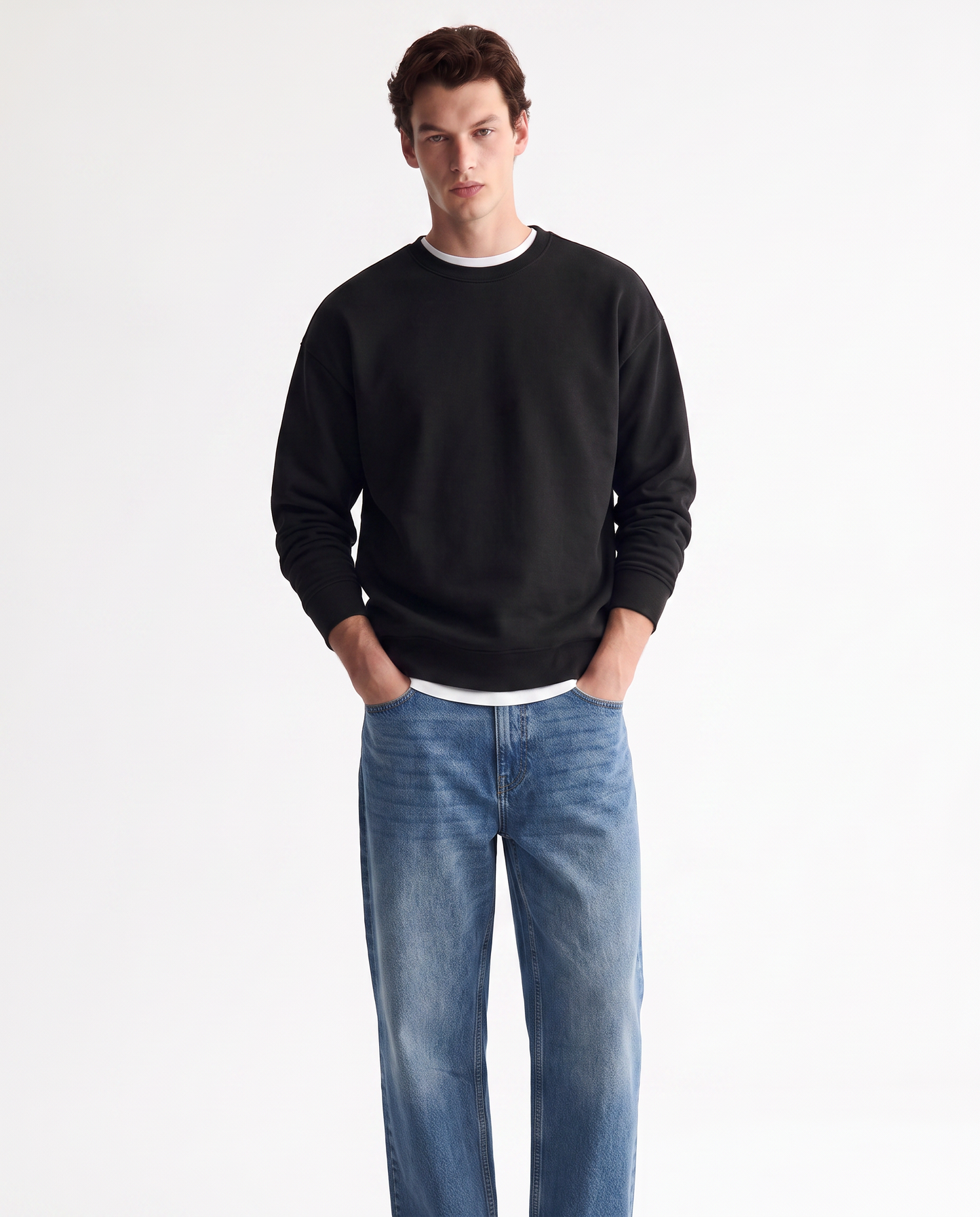 Relaxed fit cotton crewneck sweatshirt - Black