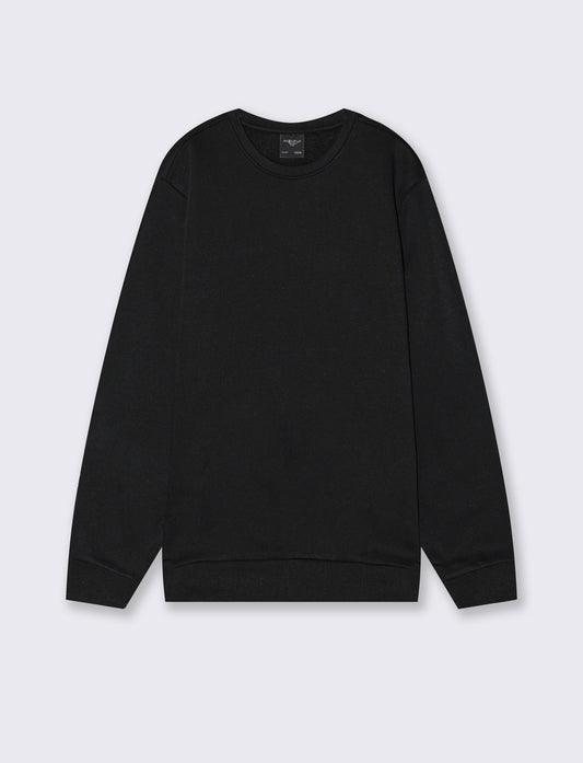 Felpa girocollo relaxed fit in cotone - Nero