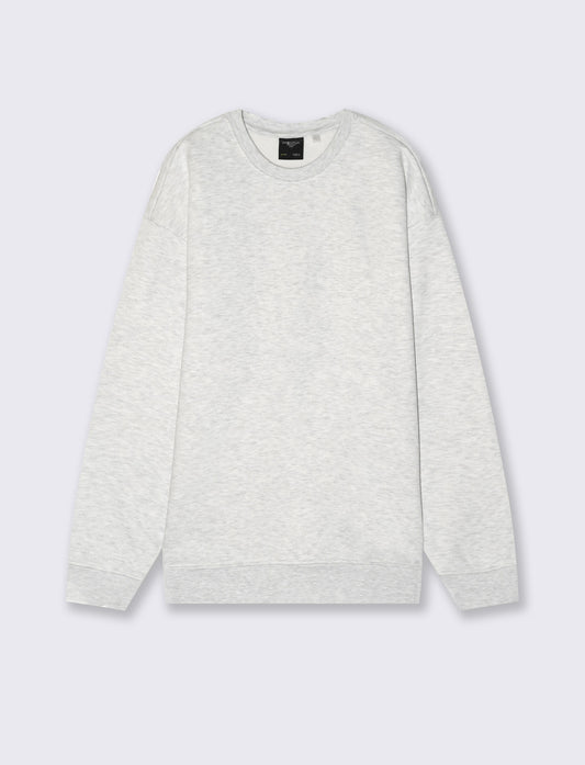Felpa girocollo relaxed fit in cotone - Grigio mel.