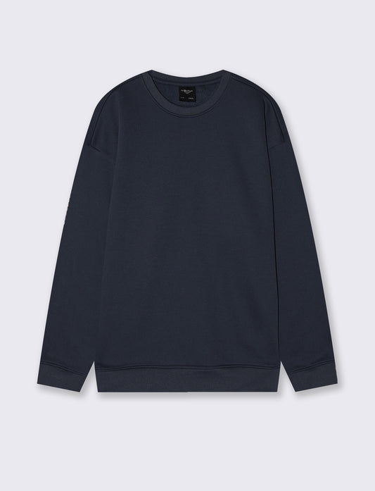 Felpa girocollo relaxed fit in cotone - Blu