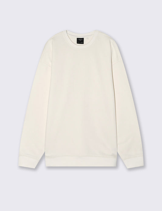 Felpa girocollo relaxed fit in cotone - Bianco