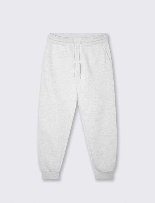 Pantaloni Jogger Basic in Felpa Garzata - Grigio mel.