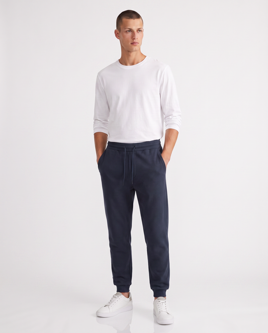Pantaloni Jogger Basic in Felpa Garzata - Blu