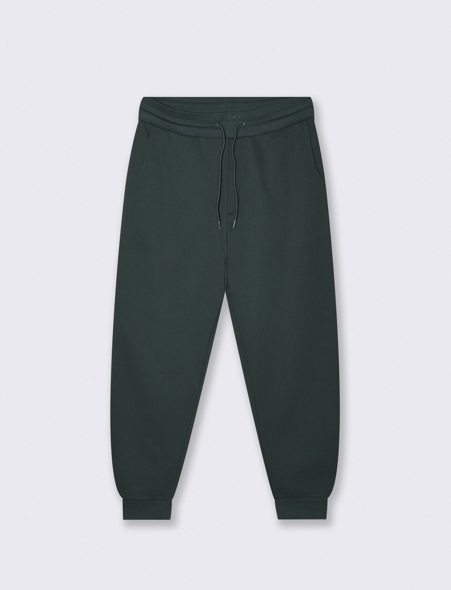 Pantaloni Jogger Basic in Felpa Garzata - Verde scuro