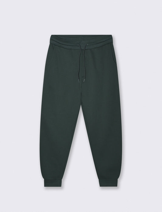 Pantaloni Jogger Basic in Felpa Garzata - Verde scuro