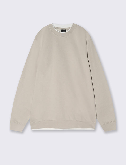 Felpa girocollo con contrasti eleganti - Grigio ghiaccio