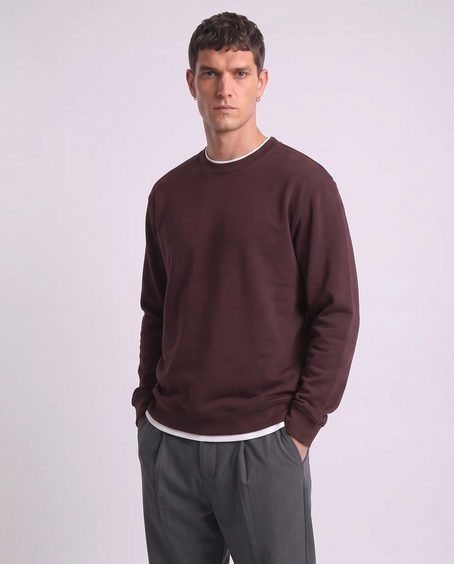 Crewneck sweatshirt with elegant contrasts - Red