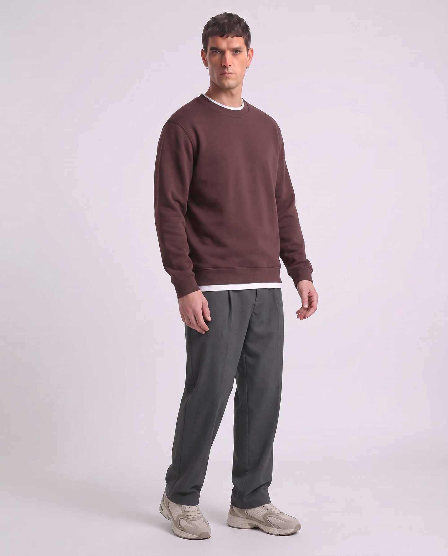 Crewneck sweatshirt with elegant contrasts - Red