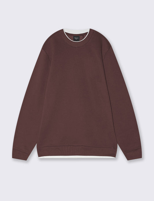Felpa girocollo con contrasti eleganti - Bordeaux