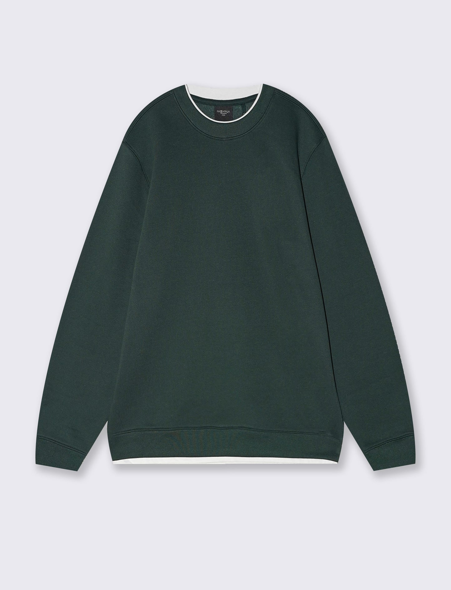 Felpa girocollo con contrasti eleganti - Verde scuro