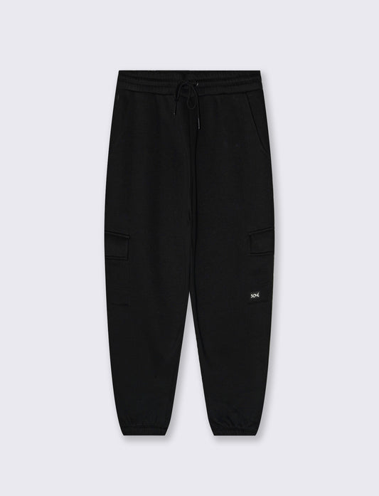 Pantaloni in felpa con tasconi laterali - Nero