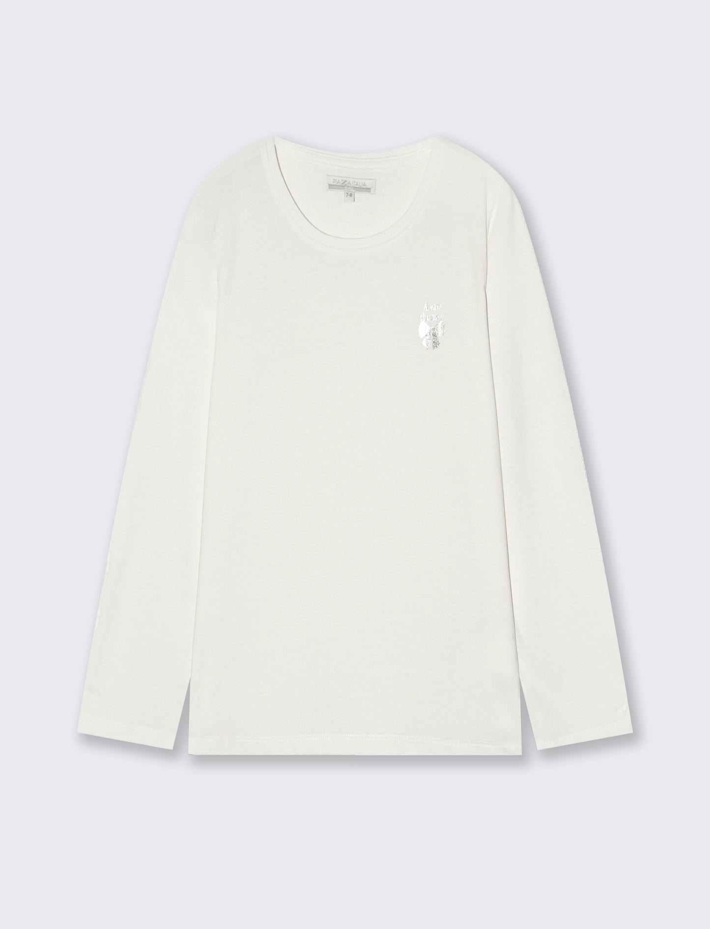 T-shirt maniche lunghe bambina in cotone - Bianco latte