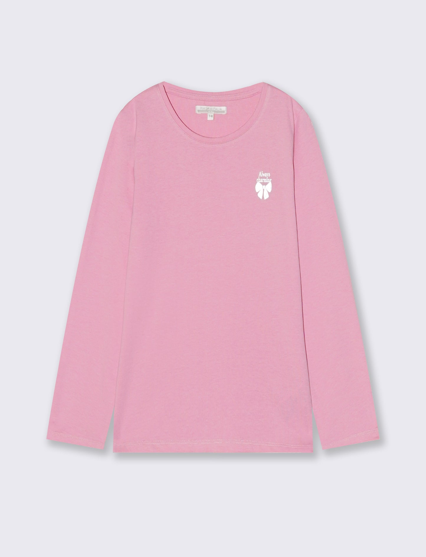 T-shirt maniche lunghe bambina in cotone - Rosa
