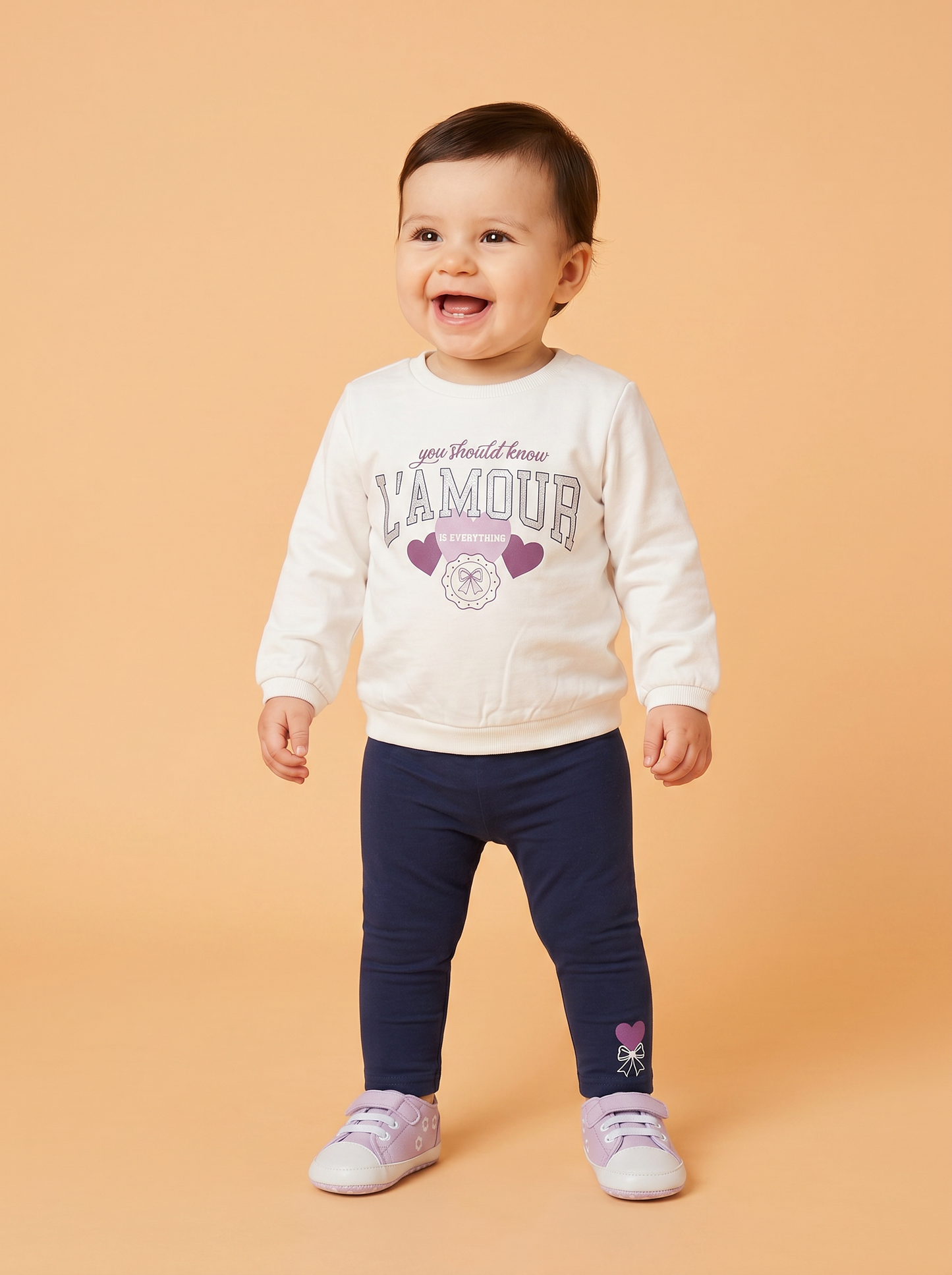 Cotton jersey top and leggings set - White