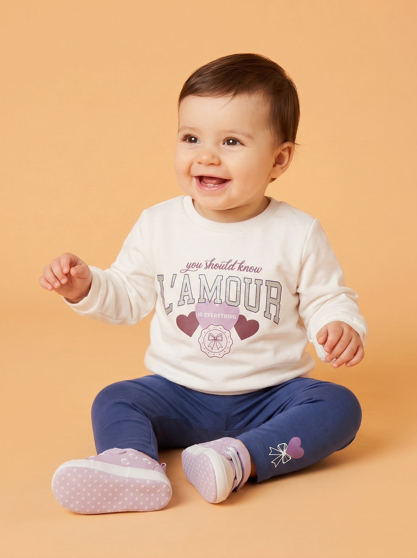 Cotton jersey top and leggings set - White