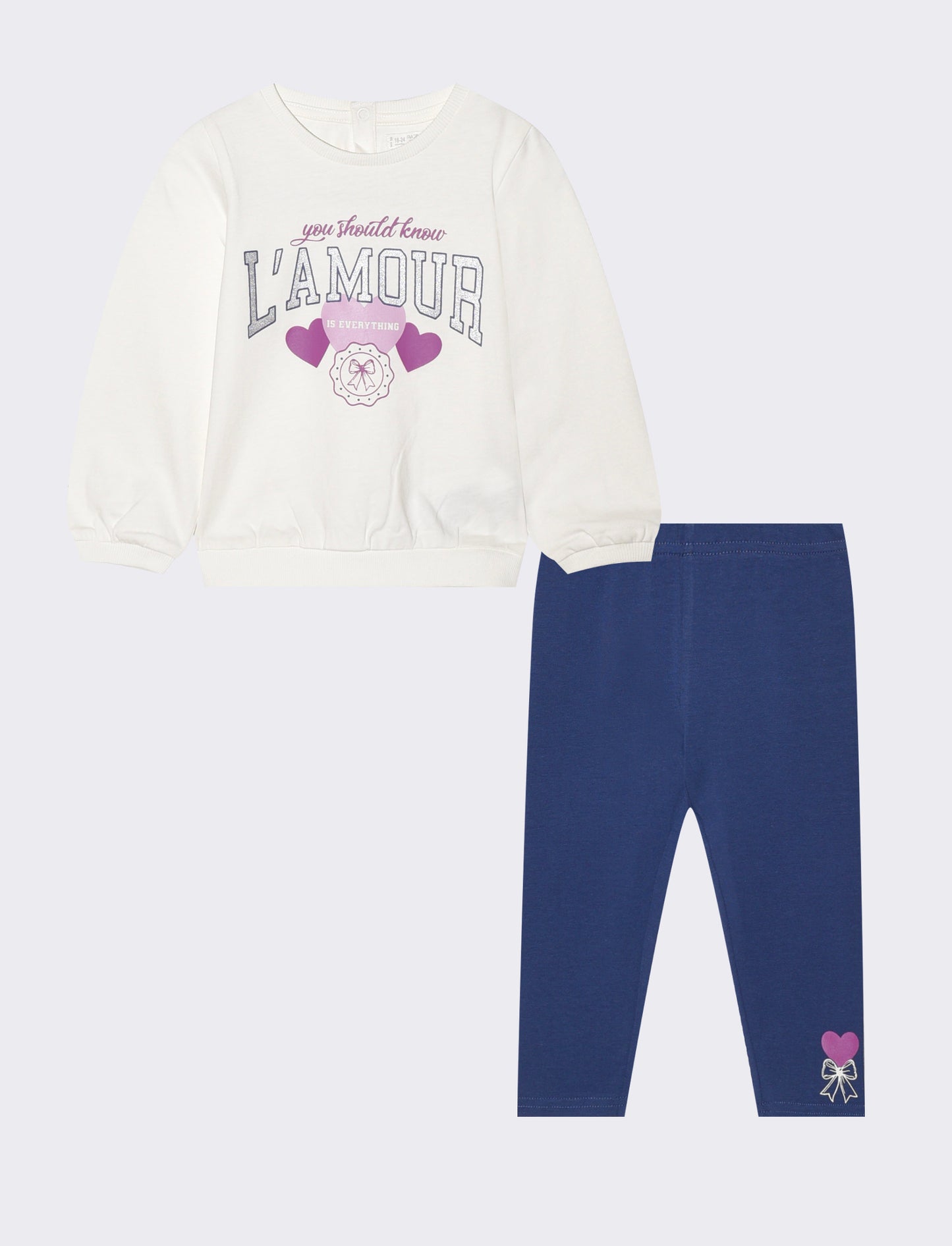 Cotton jersey top and leggings set - White