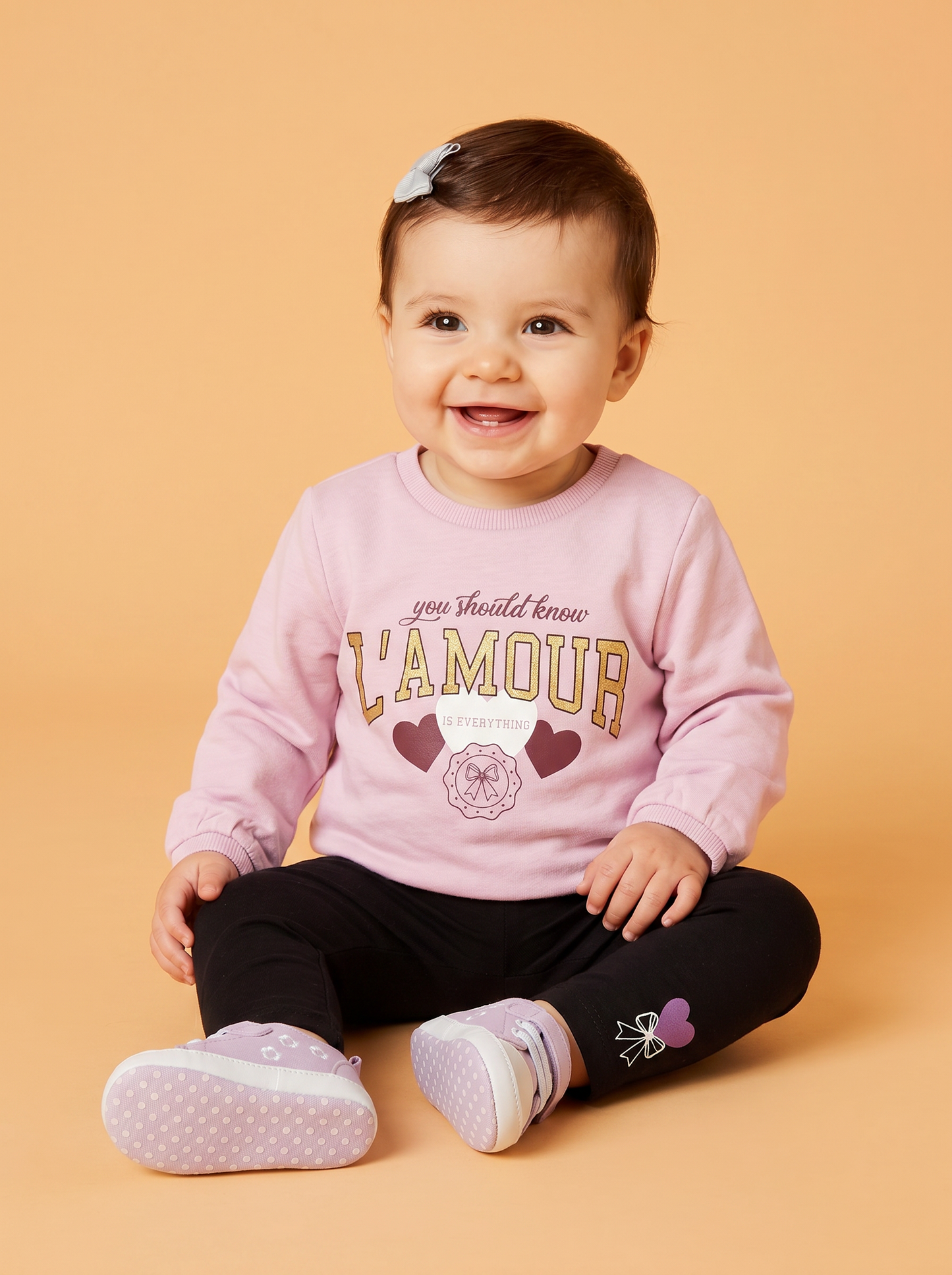 Completo maglia e leggins in jersey cotone - Rosa polvere
