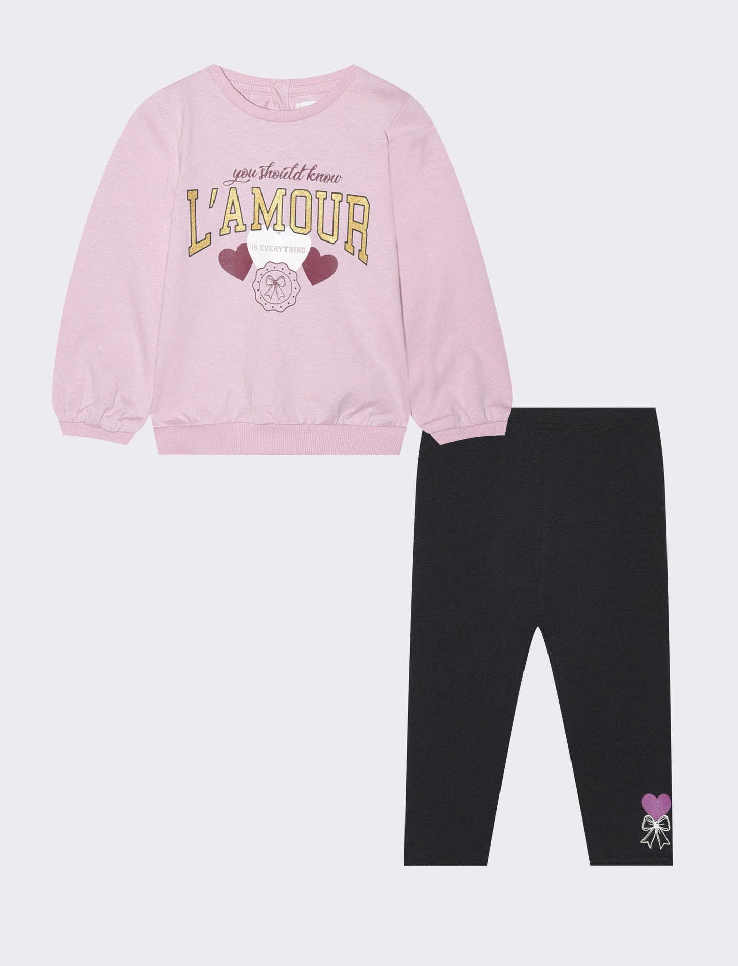 Completo maglia e leggins in jersey cotone - Rosa polvere