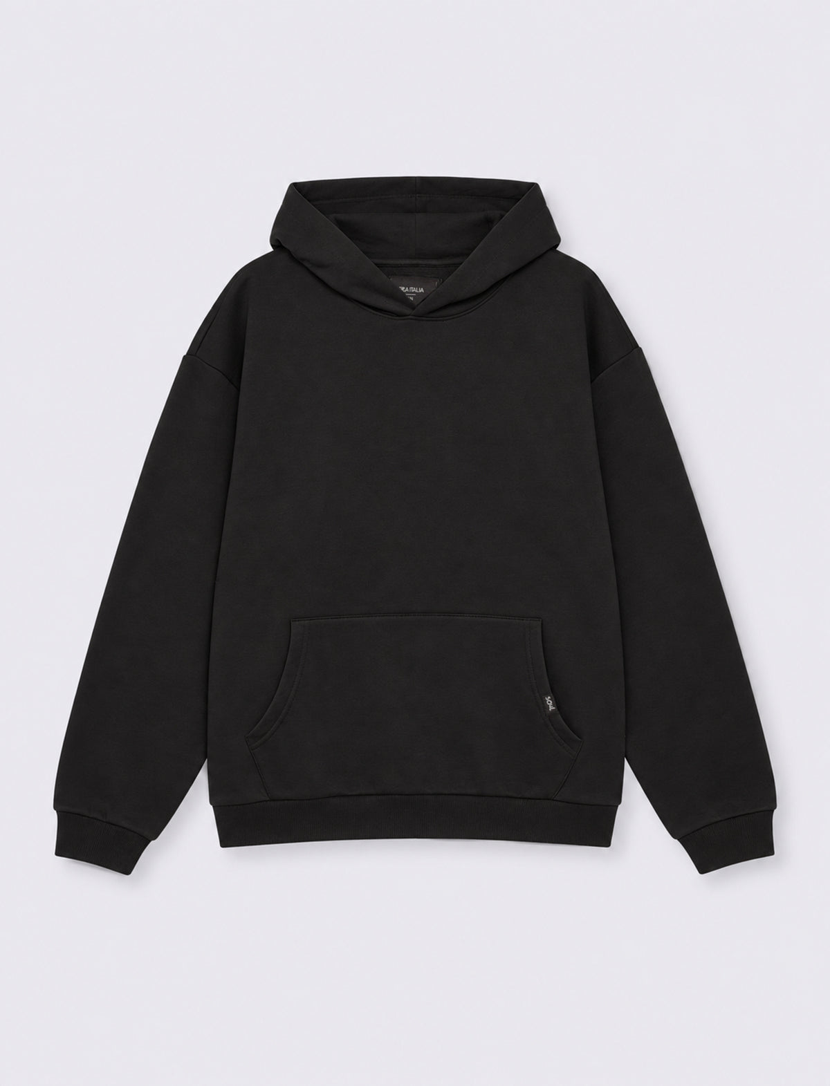 Felpa Boxy Fit con Cappuccio e Tasca - Nero
