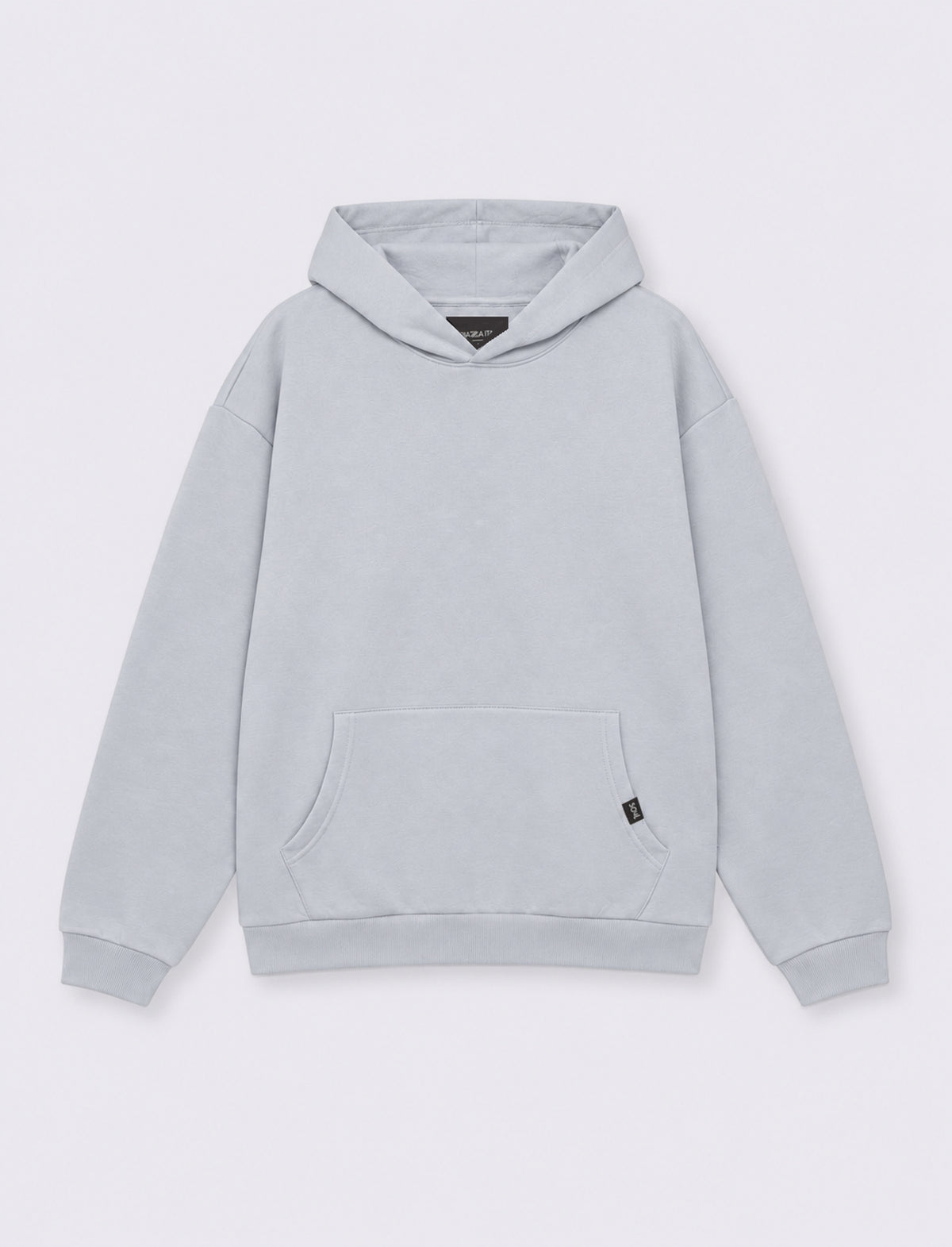 Felpa Boxy Fit con Cappuccio e Tasca - Celeste