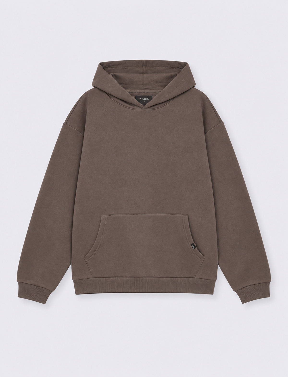 Felpa Boxy Fit con Cappuccio e Tasca - Grigio mel.