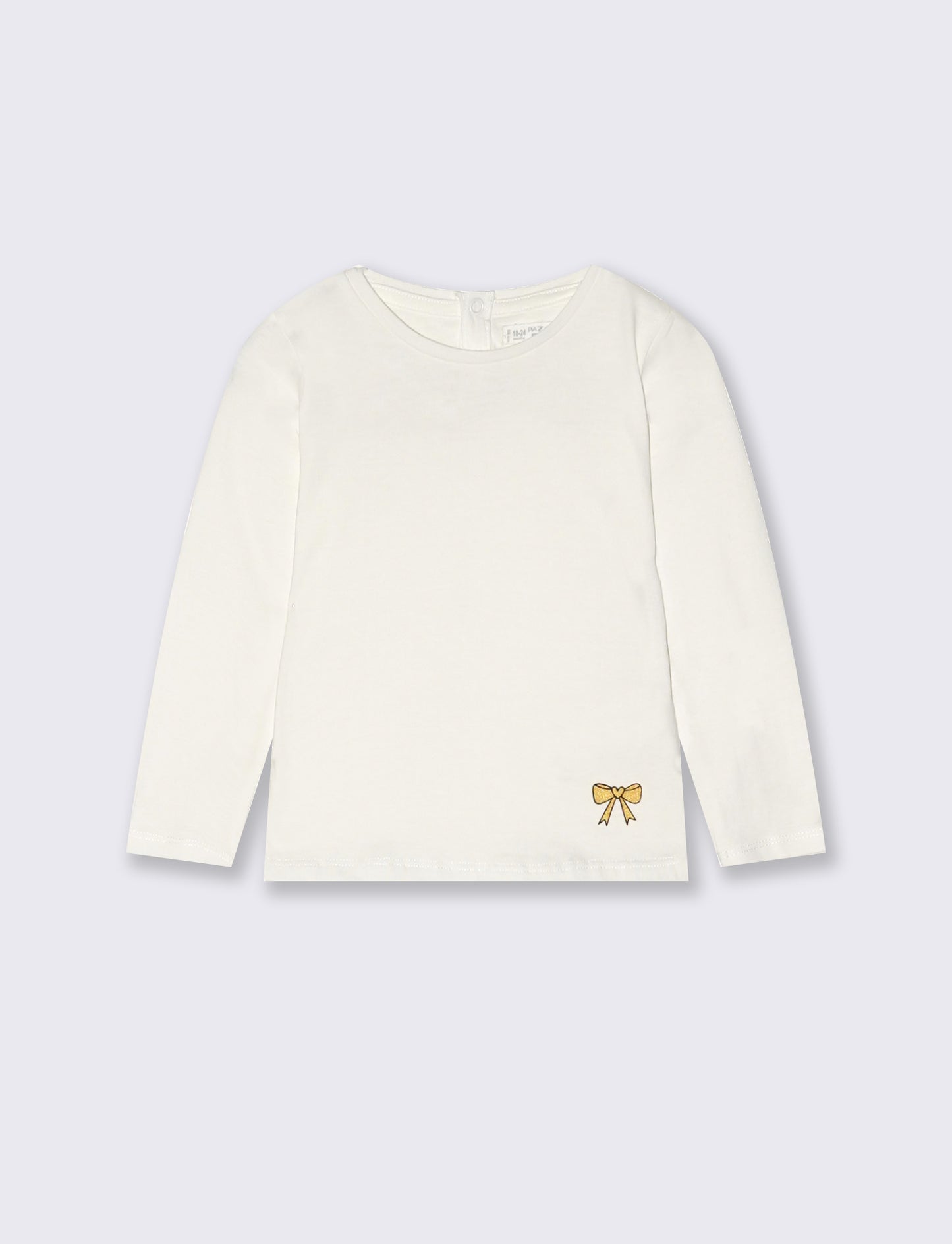 T-shirt basic a maniche lunghe con stampa - Bianco latte
