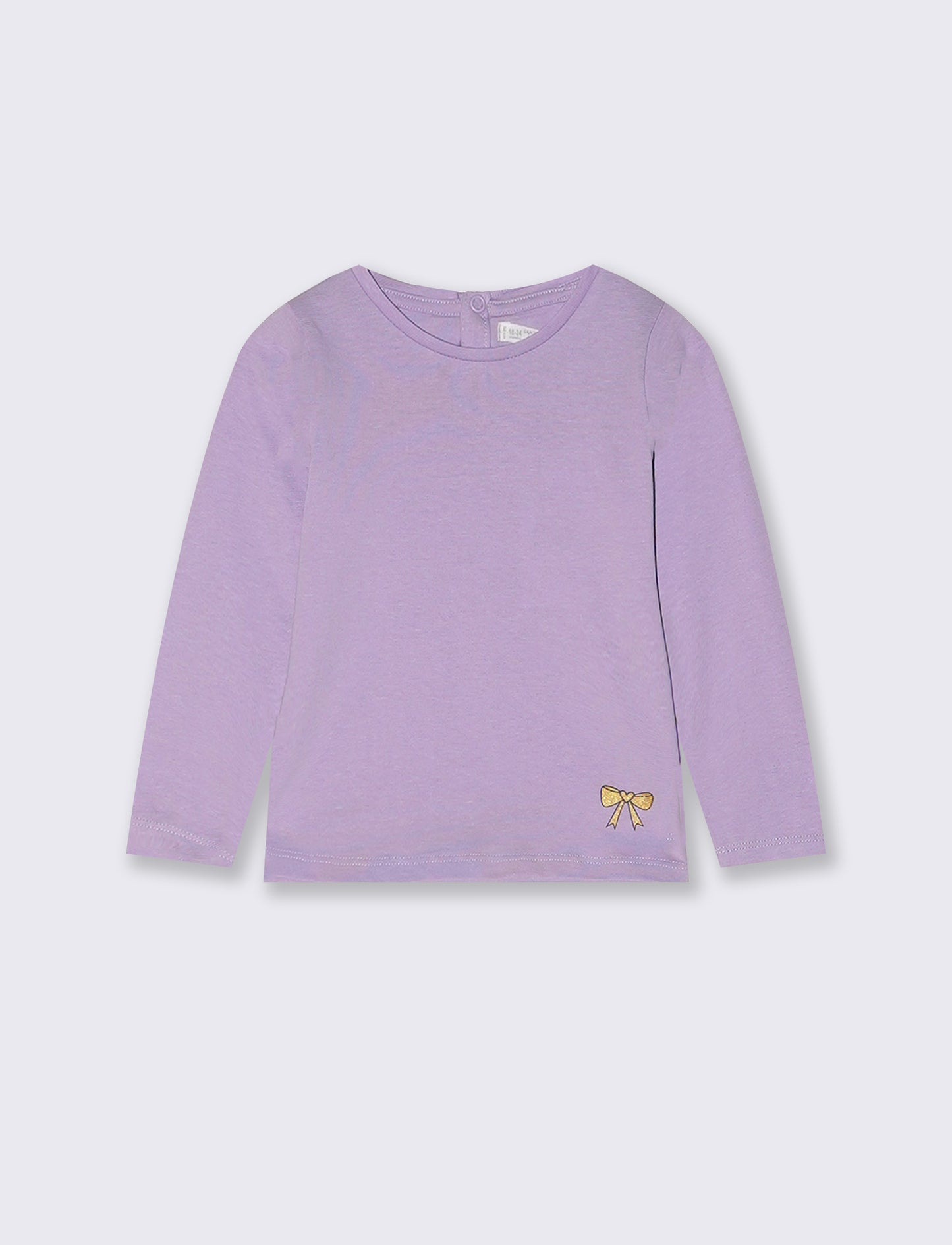 T-shirt basic a maniche lunghe con stampa - Lilla