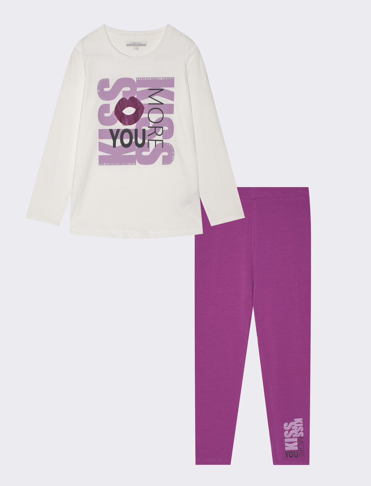 Set due pezzi bambina: T-shirt e leggings - Bianco latte