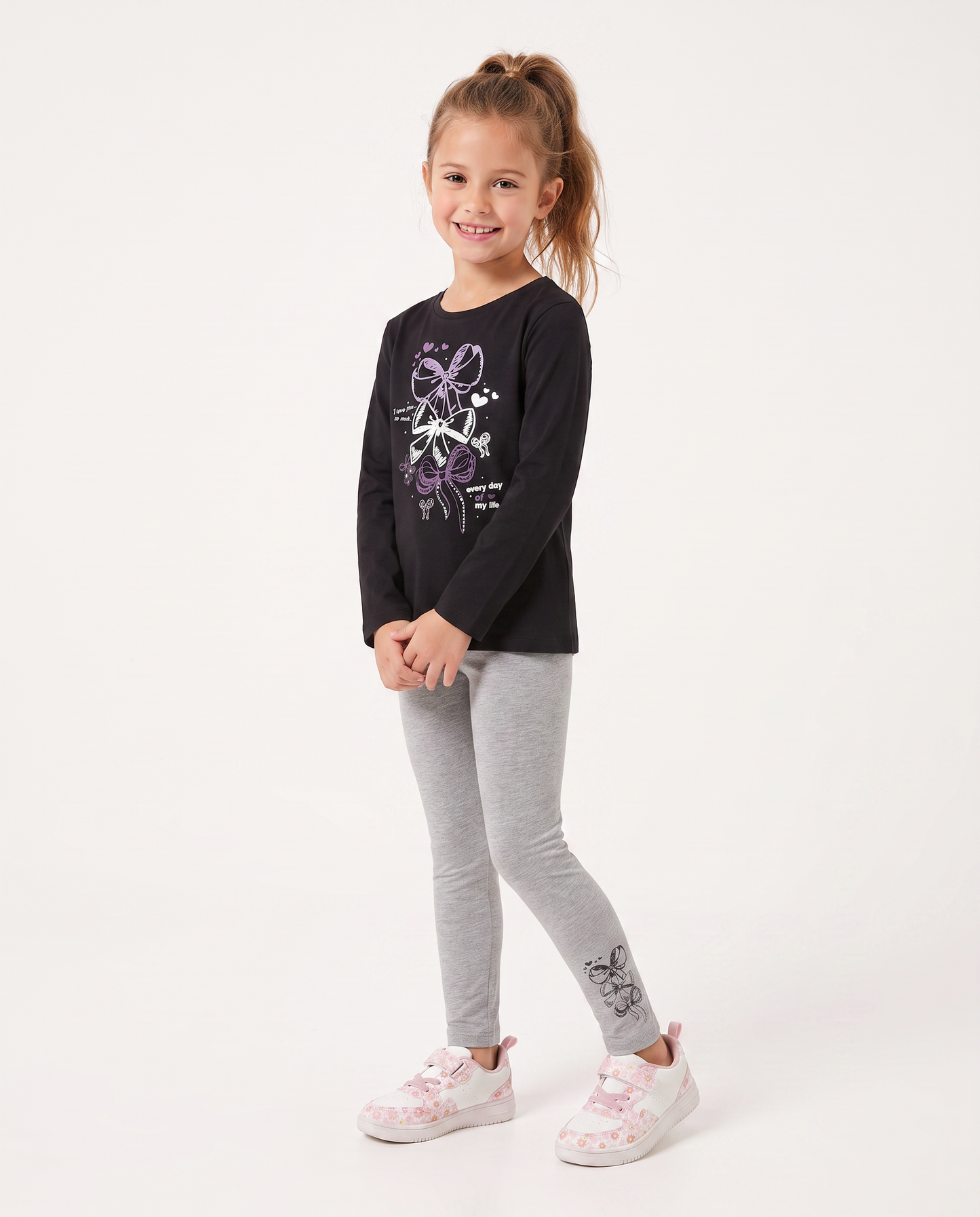 Set due pezzi bambina: T-shirt e leggings - Nero