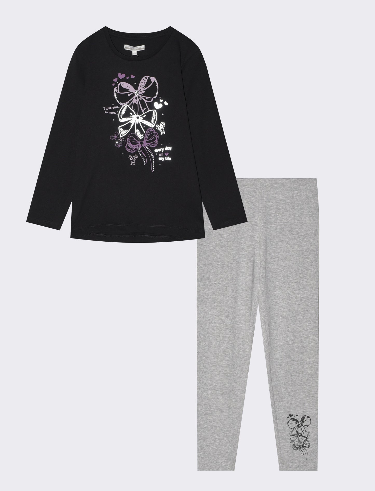 Set due pezzi bambina: T-shirt e leggings - Nero