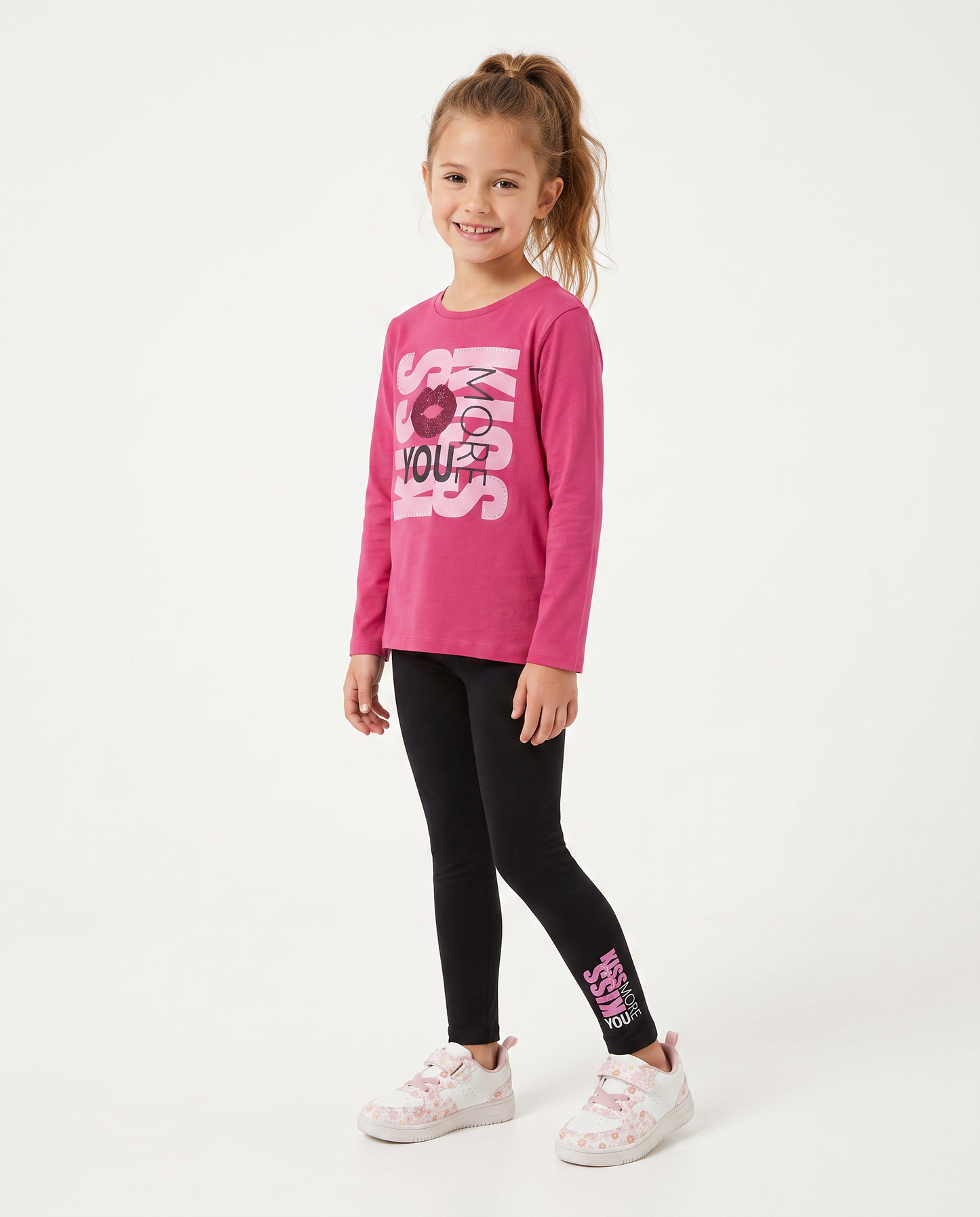 Set two pieces for girls: T-shirt and leggings - Fuxia
