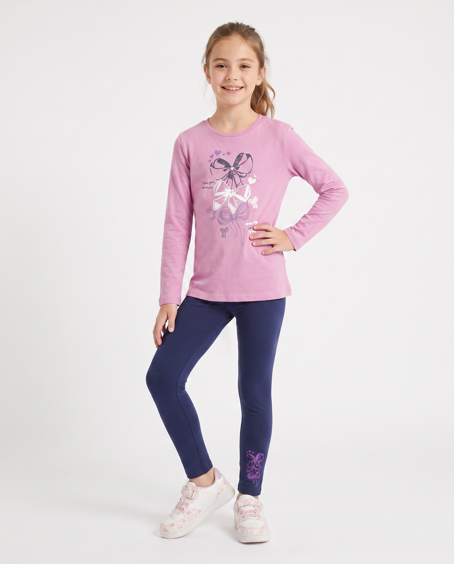 Set two pieces for girls: T-shirt and leggings - Pink