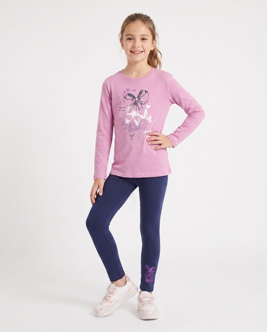 Set due pezzi bambina: T-shirt e leggings - Rosa