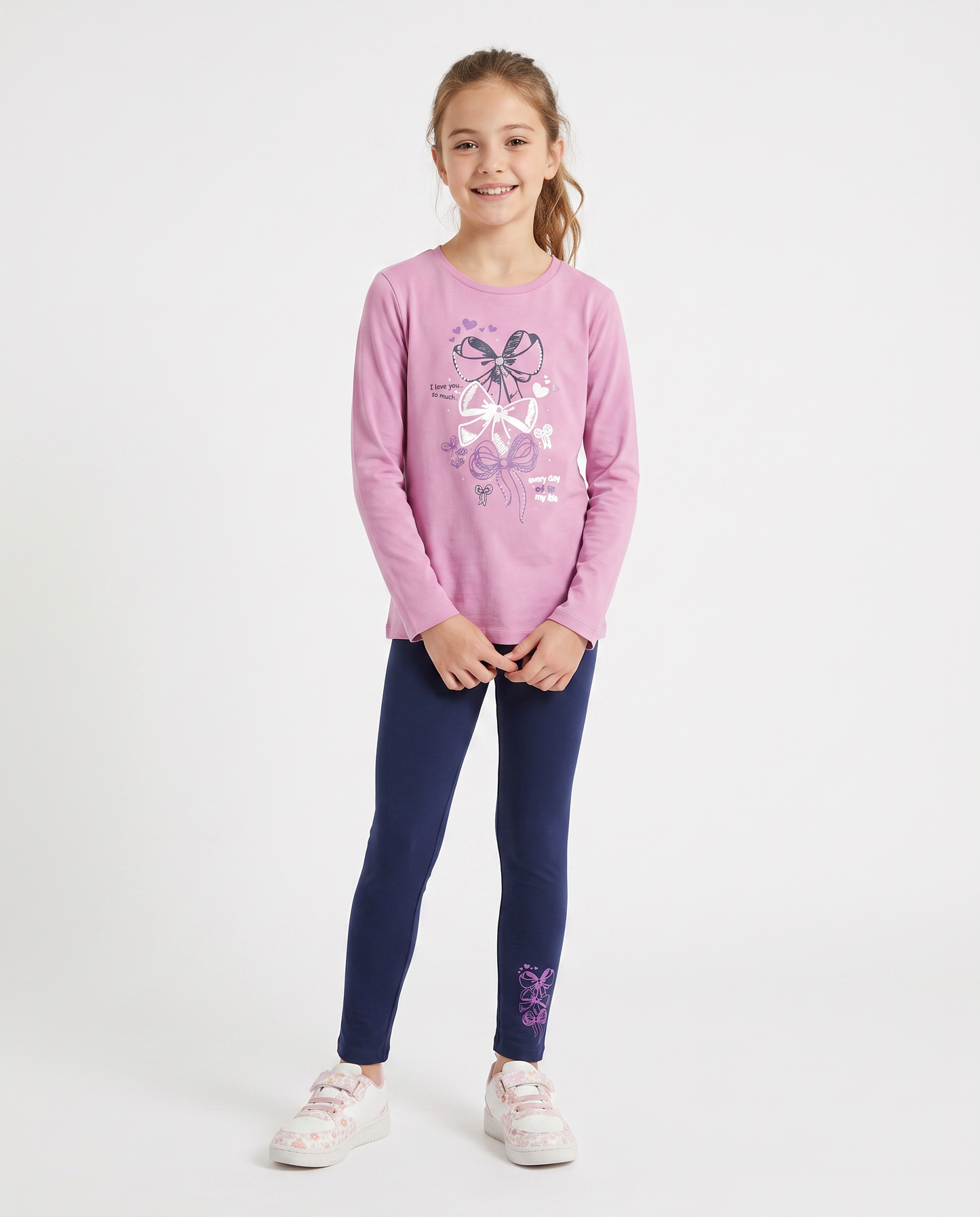 Set two pieces for girls: T-shirt and leggings - Pink