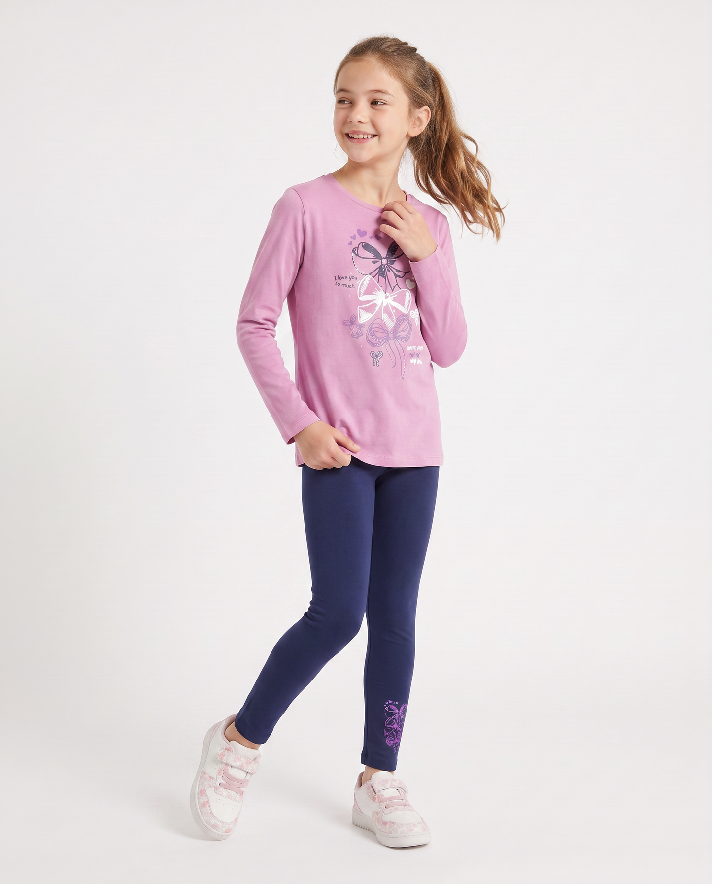 Set two pieces for girls: T-shirt and leggings - Pink
