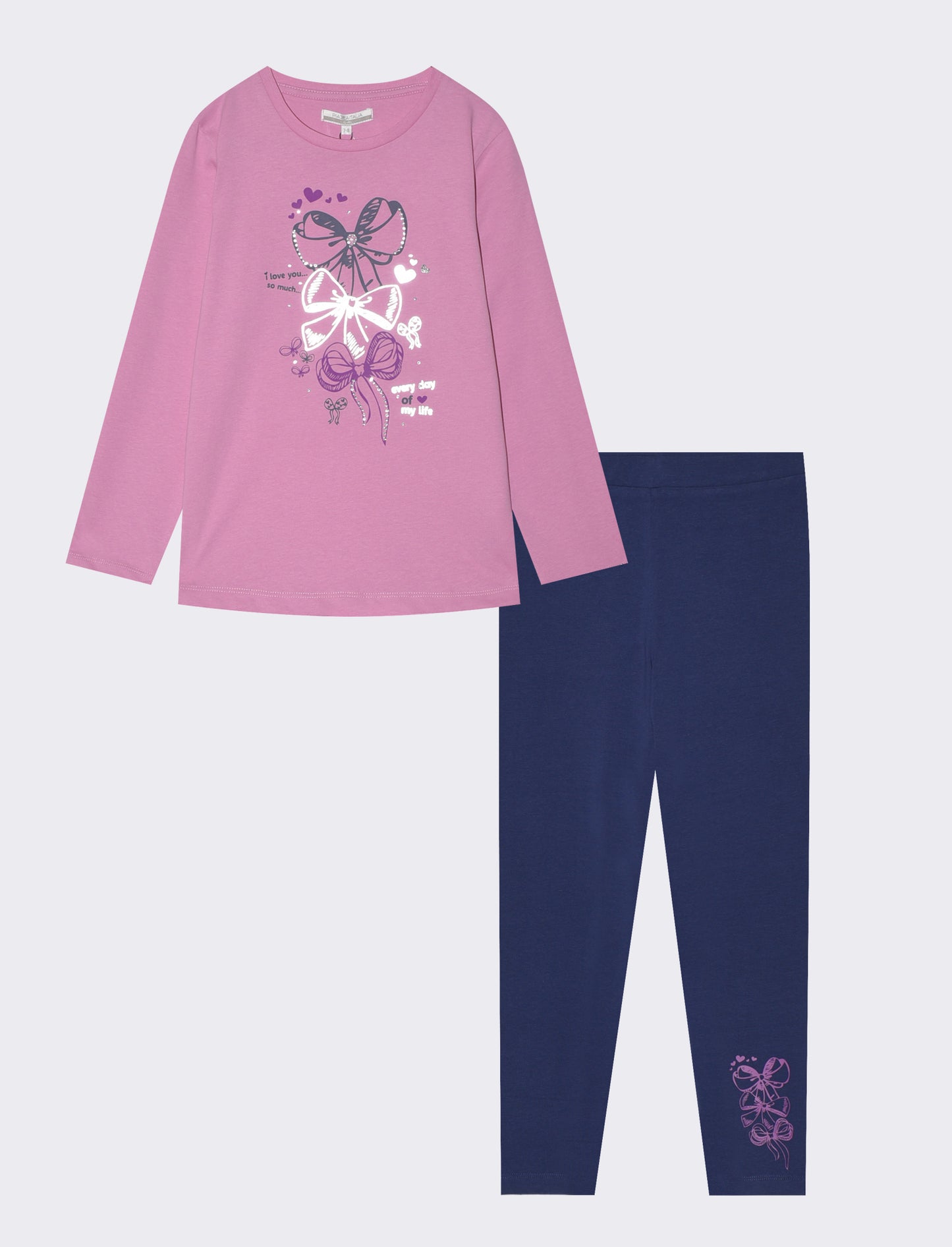 Set two pieces for girls: T-shirt and leggings - Pink