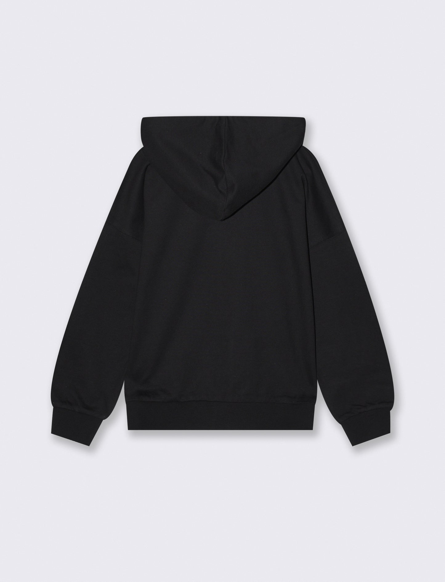 Felpa in french terry con zip e cappuccio - Nero