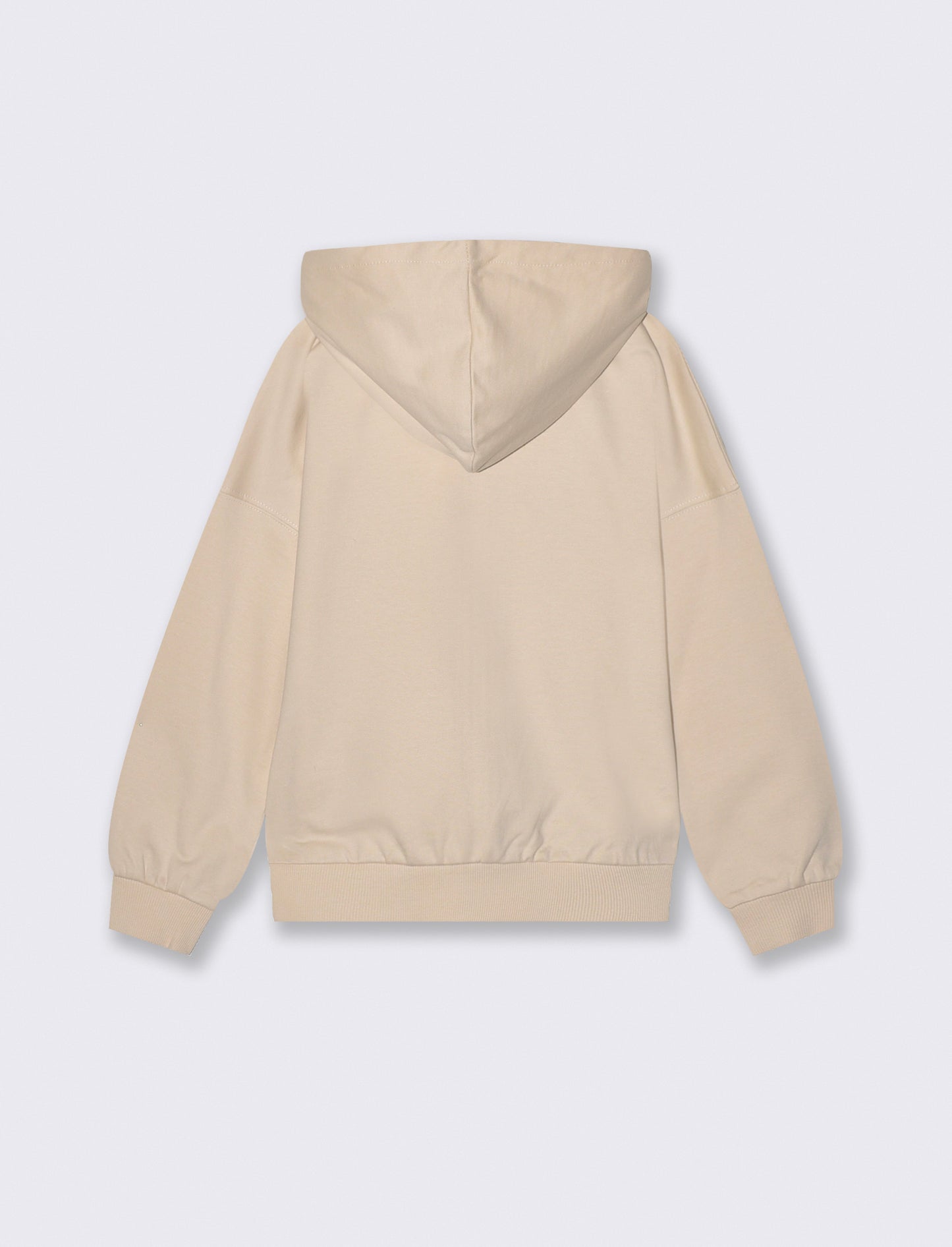 Felpa in french terry con zip e cappuccio - Beige