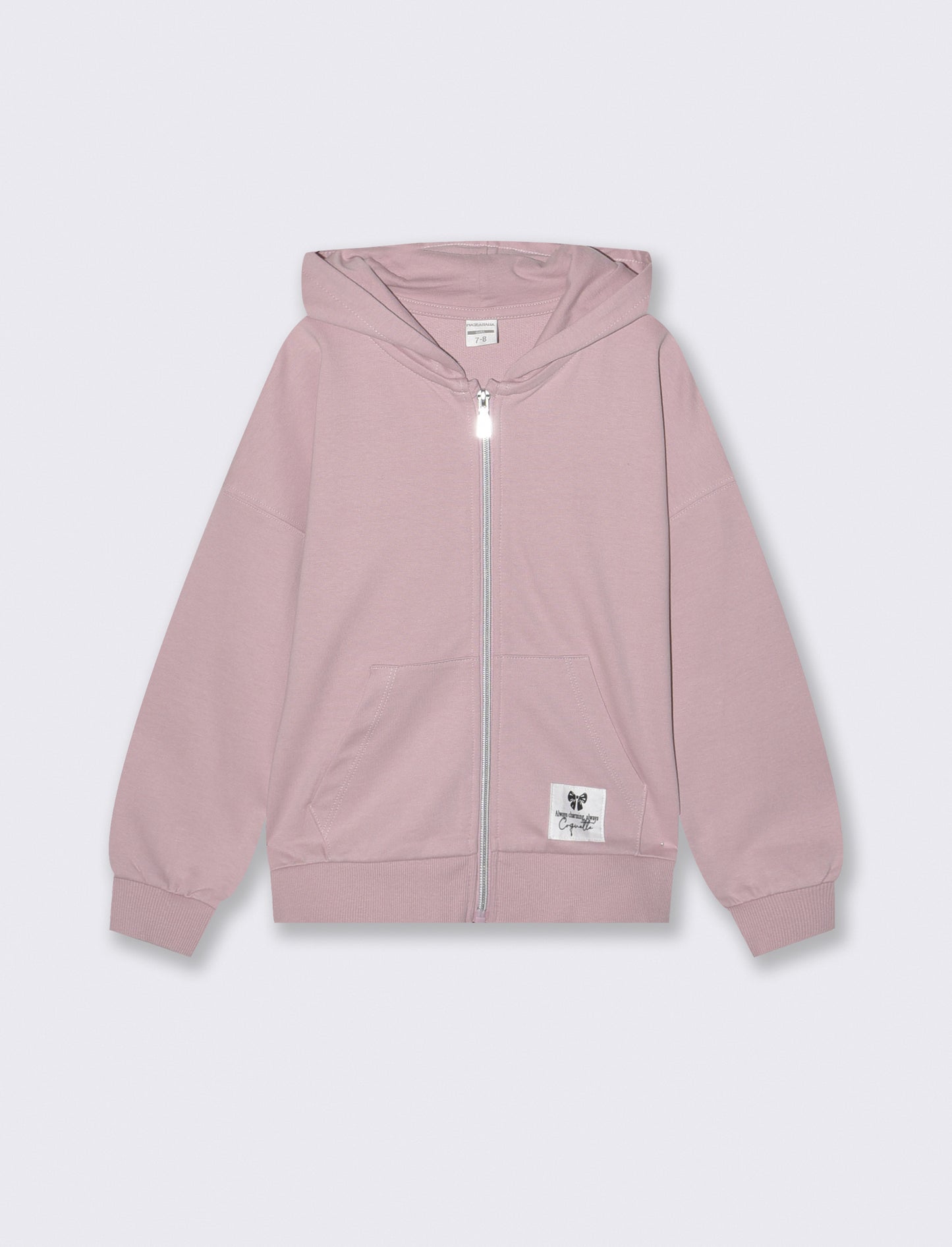 Hooded zip-up sweatshirt in French terry - Pink