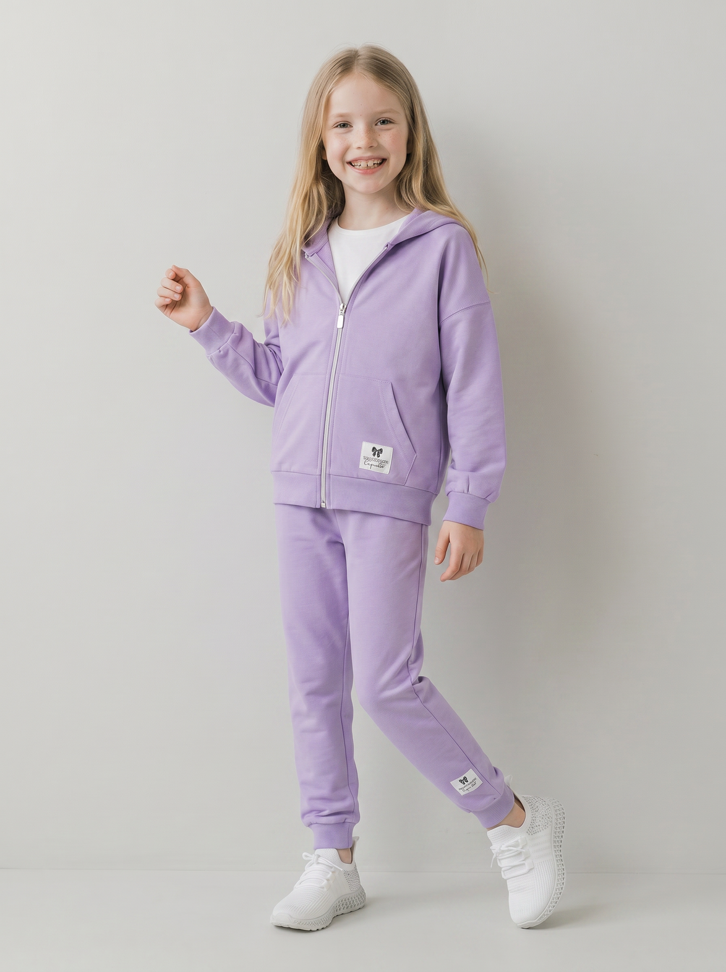 Hooded zip-up sweatshirt in French terry - Purple