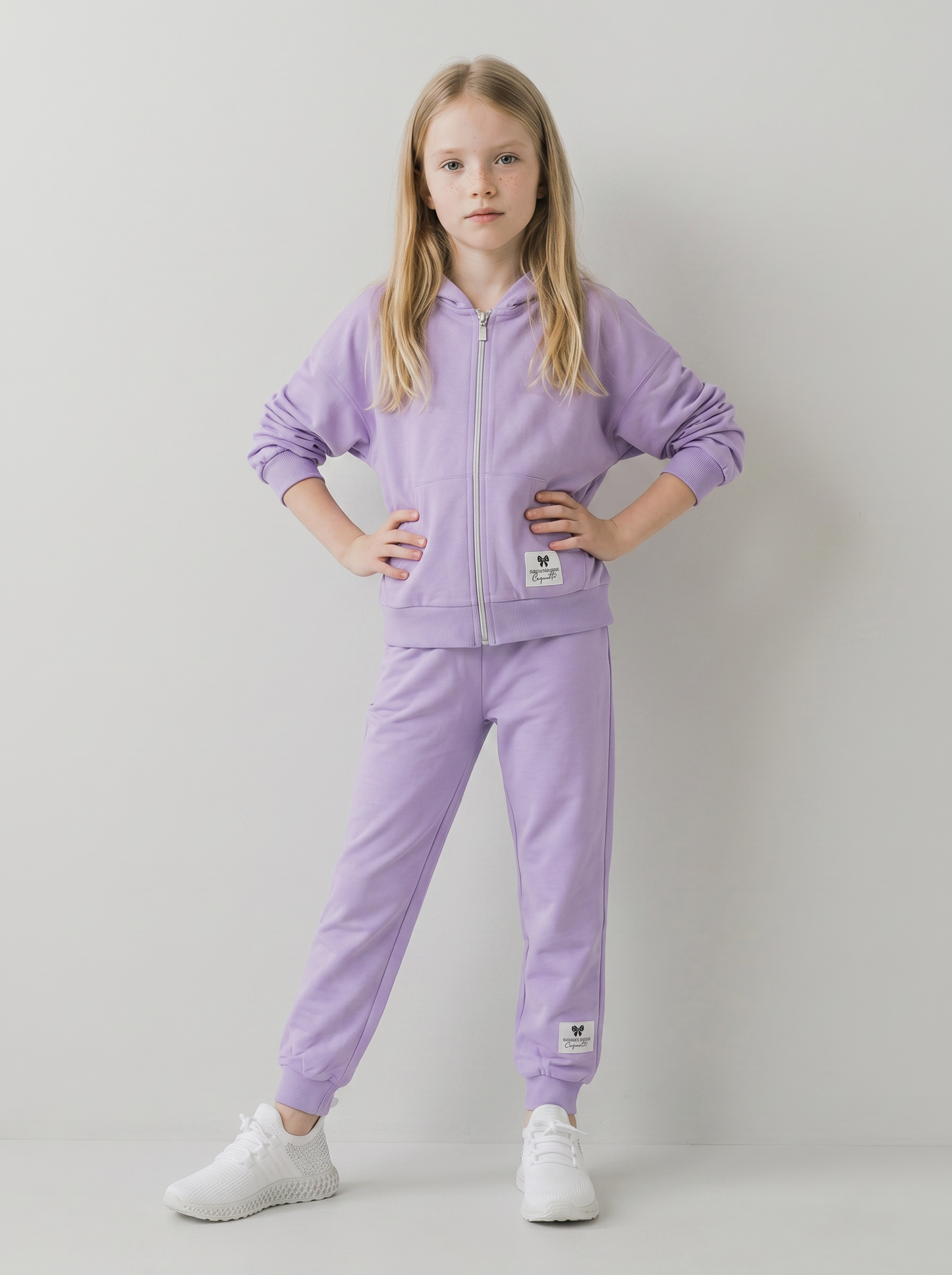 Hooded zip-up sweatshirt in French terry - Purple