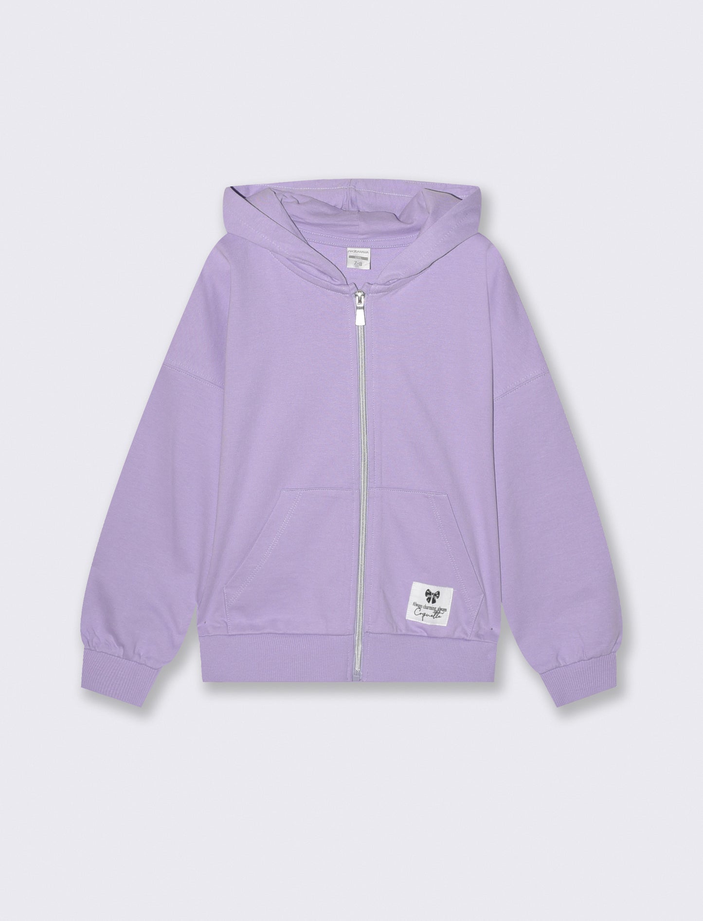 Hooded zip-up sweatshirt in French terry - Purple
