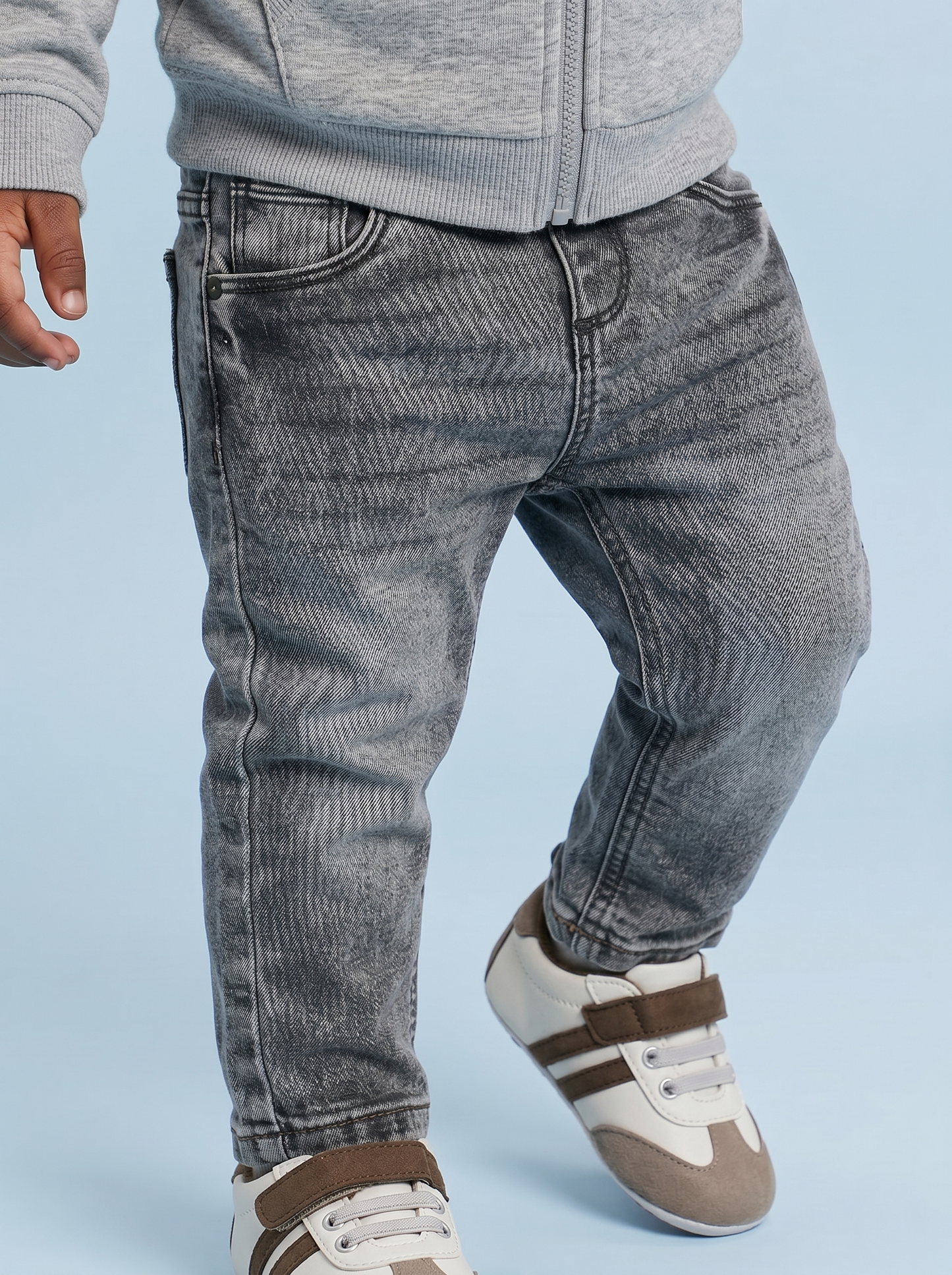 Jeans straight in denim elastico rotti - Nero