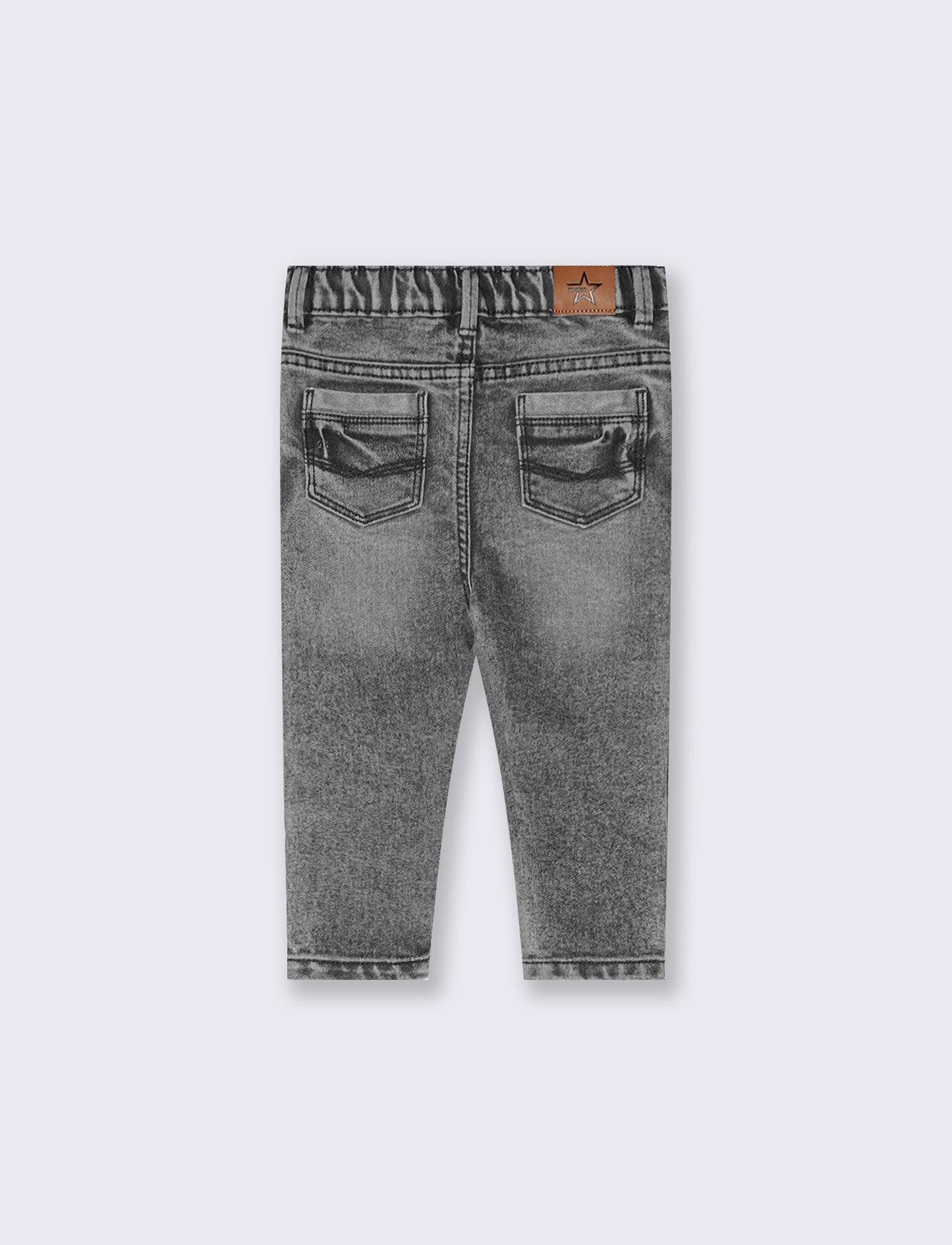 Jeans straight in denim elastico rotti - Nero