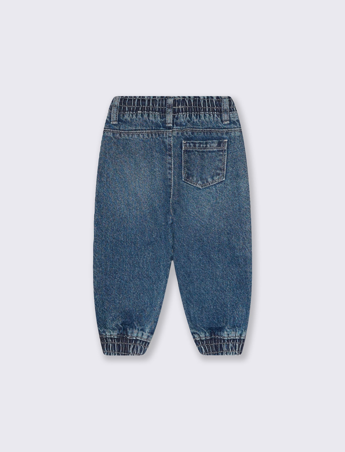 Denim jeans with drawstring and patch - Blue